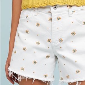 Anthropologie High-waisted Denim Daisy Shorts